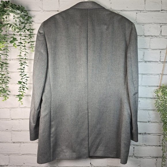 JOS A BANK GRAY BLAZER HERRINGBONE DESIGN SILK CAMEL HAIR BLEND MENS  42L EUC - Picture 10 of 11